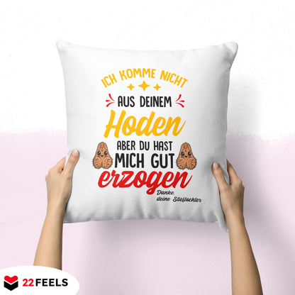 22Feels® Stiefvater Geschenk von Stieftochter - Kissen mit Spruch (Weiss 40x40cm)-Kissen Weiss 40x40-22Feels