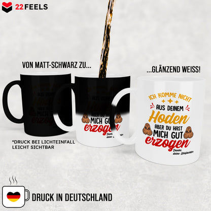 22Feels® Stiefvater Geschenk von Stieftochter - Zaubertasse mit Spruch (Matt-Schwarz und Weiss, 320ml)-Farbwechsel Tasse Matt 320ml-22Feels