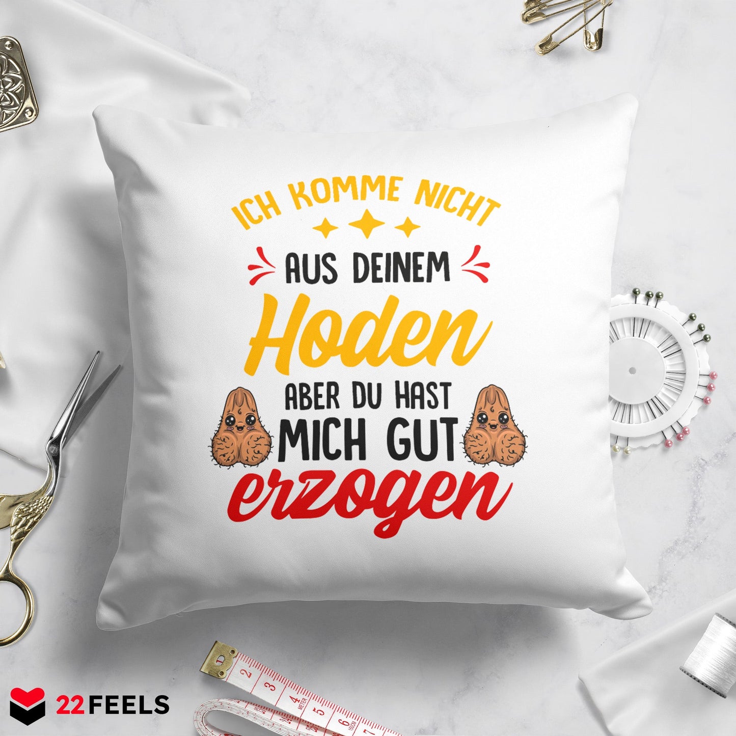 22Feels® Stiefvater Geschenk - Kissen mit Spruch (Weiss 40x40cm)-Kissen Weiss 40x40-22Feels