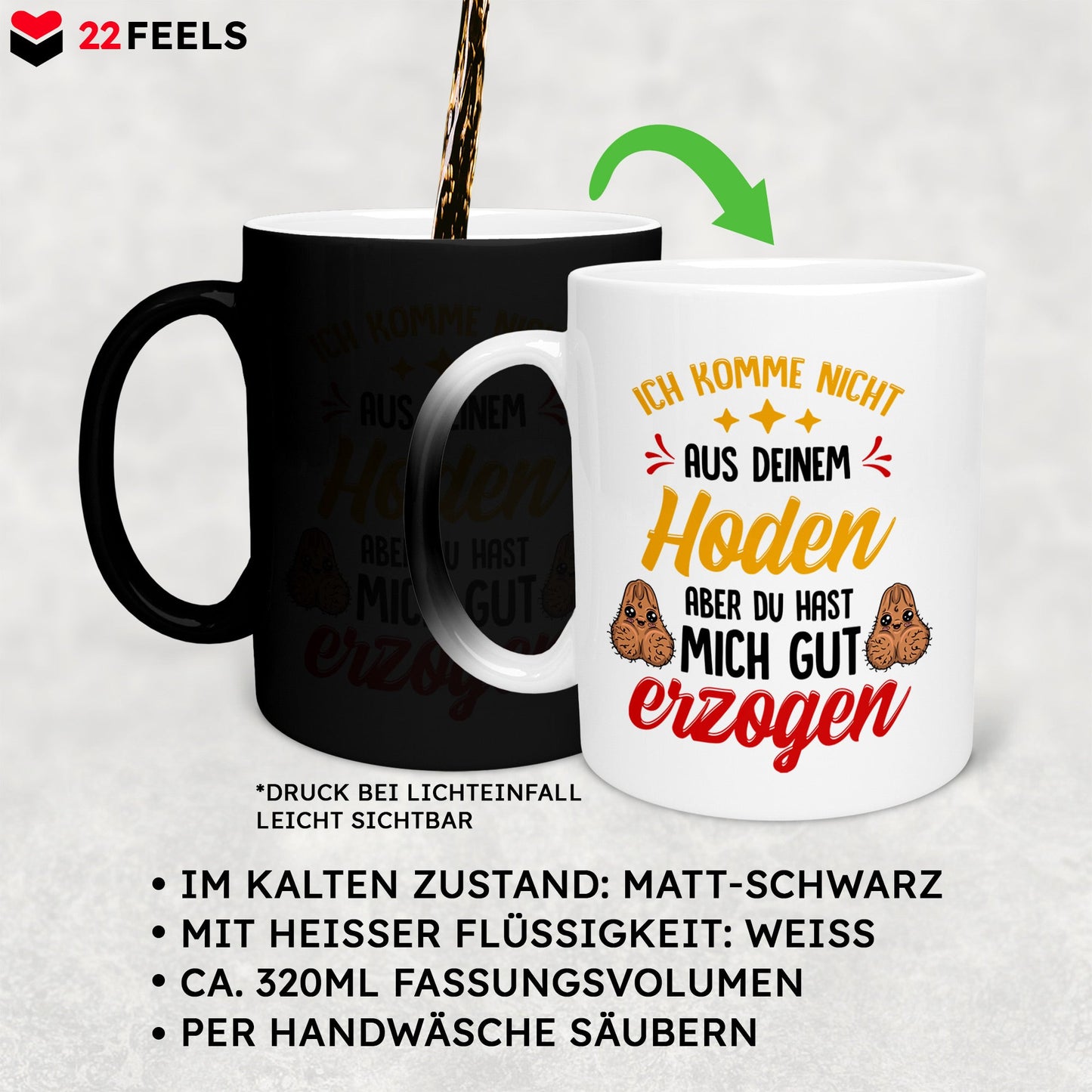 22Feels® Stiefvater Geschenk - Zaubertasse mit Spruch (Matt-Schwarz und Weiss, 320ml)-Farbwechsel Tasse Matt 320ml-22Feels