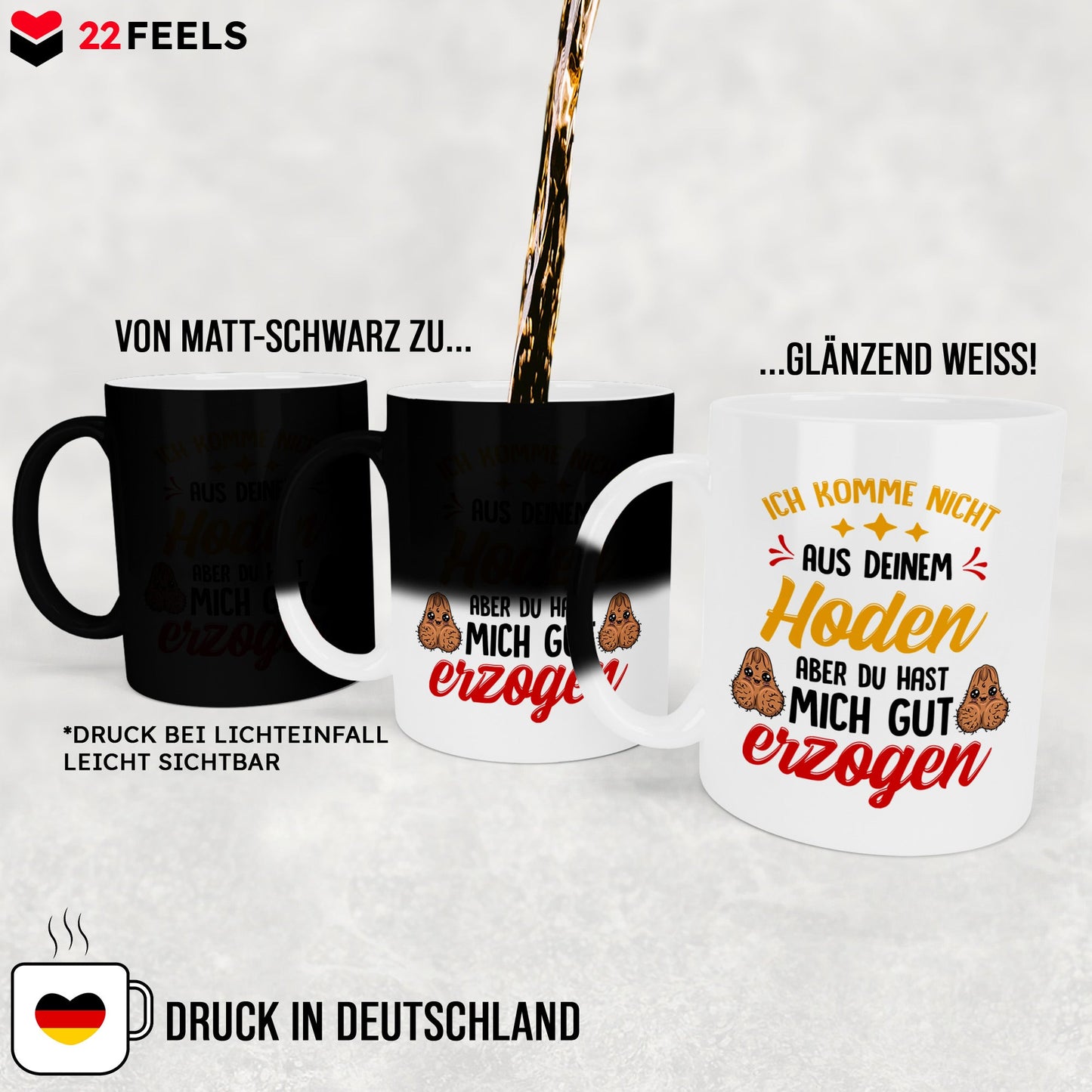 22Feels® Stiefvater Geschenk - Zaubertasse mit Spruch (Matt-Schwarz und Weiss, 320ml)-Farbwechsel Tasse Matt 320ml-22Feels