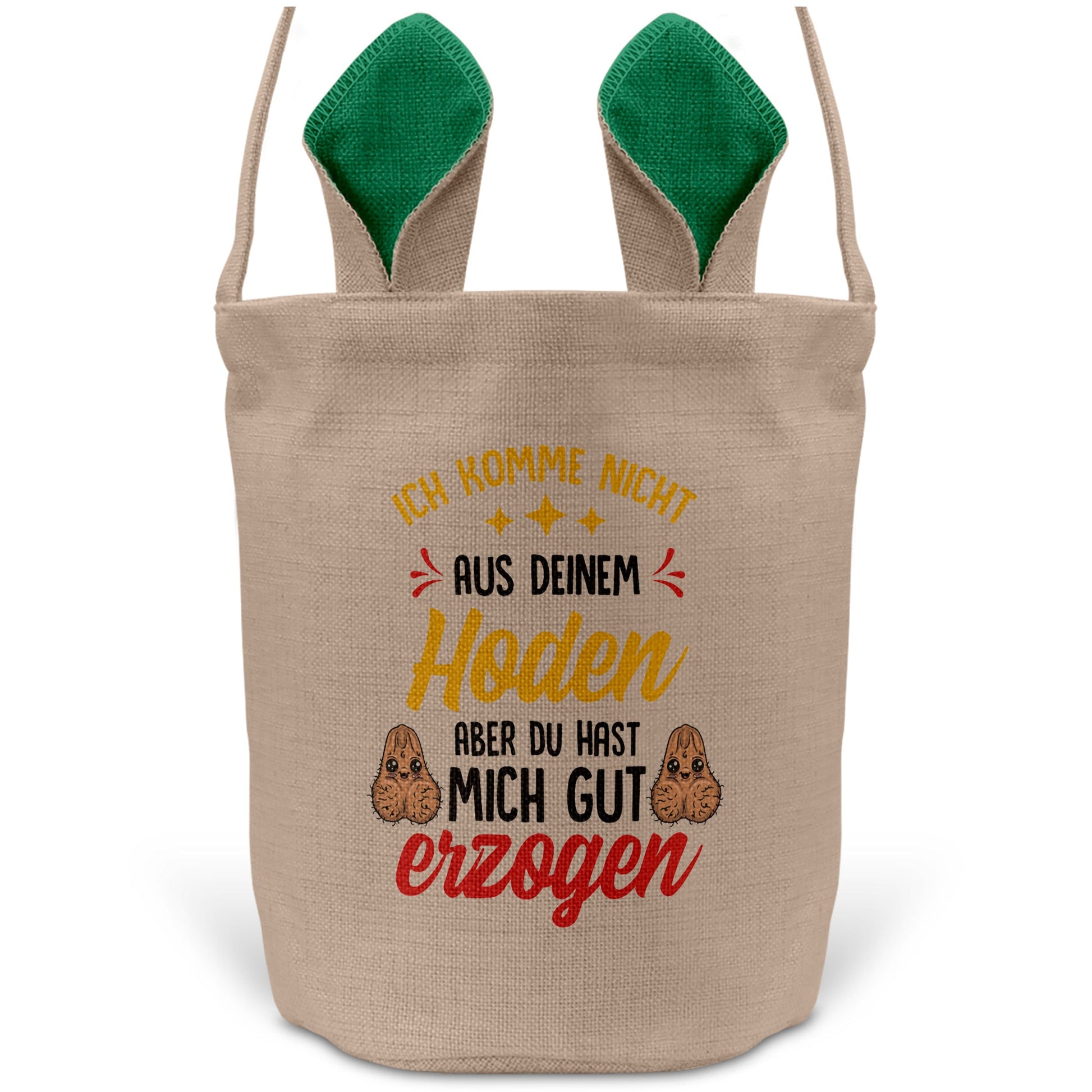 22Feels® Stiefpapa Stiefvater Osterkorb mit Henkel Ostergeschenk Tragetasche Ostern Deko Osternest Körbchen Hasenohren (Beige/Grün)-Ostern Tragetasche-22Feels