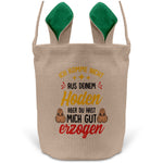 22Feels® Stiefpapa Stiefvater Osterkorb mit Henkel Ostergeschenk Tragetasche Ostern Deko Osternest Körbchen Hasenohren (Beige/Grün)-Ostern Tragetasche-22Feels