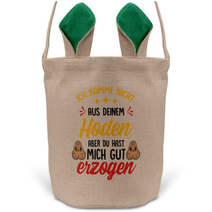 22Feels® Stiefpapa Stiefvater Osterkorb mit Henkel Ostergeschenk Tragetasche Ostern Deko Osternest Körbchen Hasenohren (Beige/Grün)-Ostern Tragetasche-22Feels