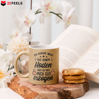 22Feels® Stiefvater Geschenk - Glitzertasse mit Spruch (Gold, 320ml)-Glitzertasse Gold 320ml-22Feels
