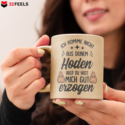 22Feels® Stiefvater Geschenk - Glitzertasse mit Spruch (Gold, 320ml)-Glitzertasse Gold 320ml-22Feels