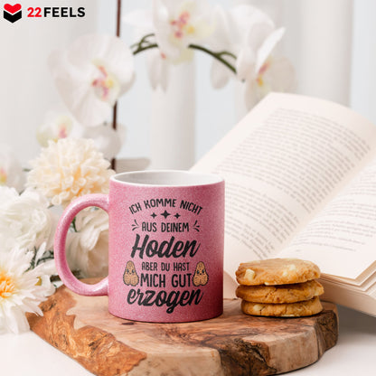 22Feels® Stiefvater Geschenk - Glitzertasse mit Spruch (Pink, 320ml)-Glitzertasse Pink 320ml-22Feels