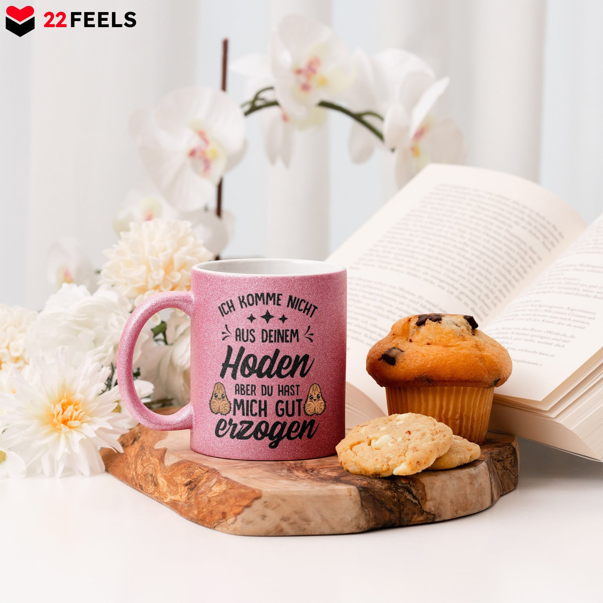 22Feels® Stiefvater Geschenk - Glitzertasse mit Spruch (Pink, 320ml)-Glitzertasse Pink 320ml-22Feels