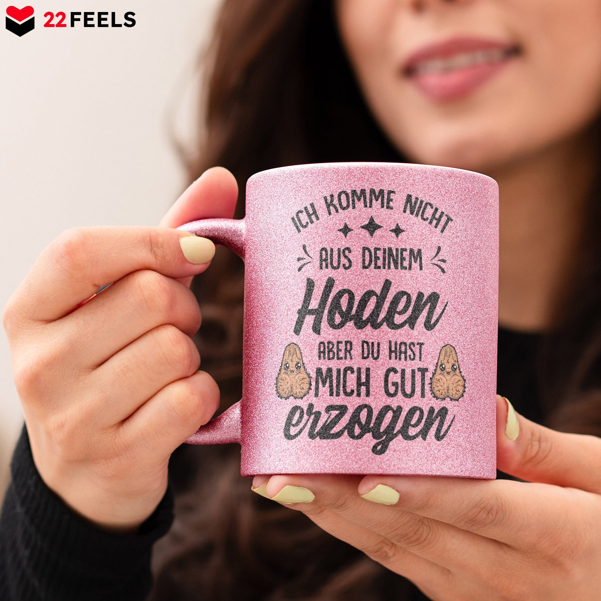 22Feels® Stiefvater Geschenk - Glitzertasse mit Spruch (Pink, 320ml)-Glitzertasse Pink 320ml-22Feels