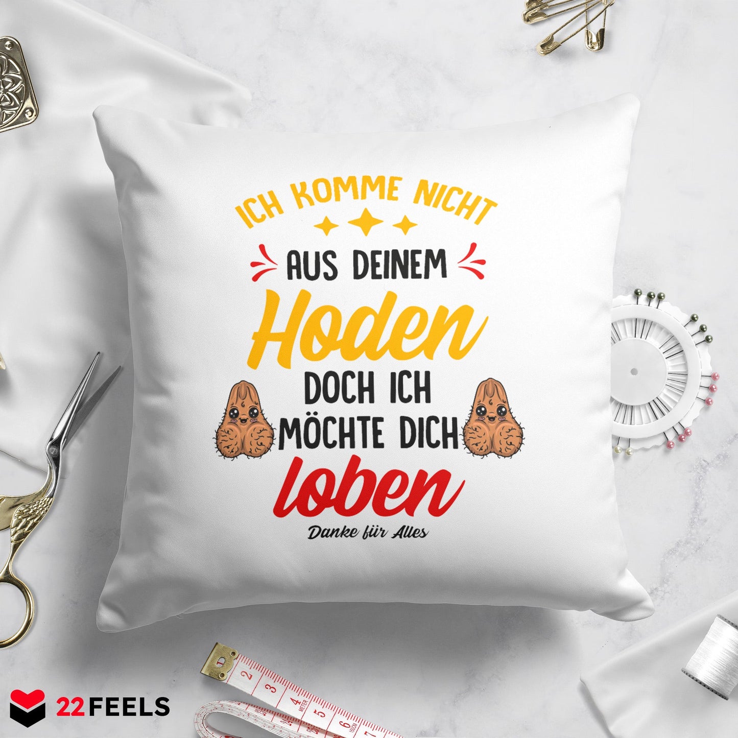 22Feels® Stiefvater Geschenk - Kissen mit Spruch (Weiss 40x40cm)-Kissen Weiss 40x40-22Feels