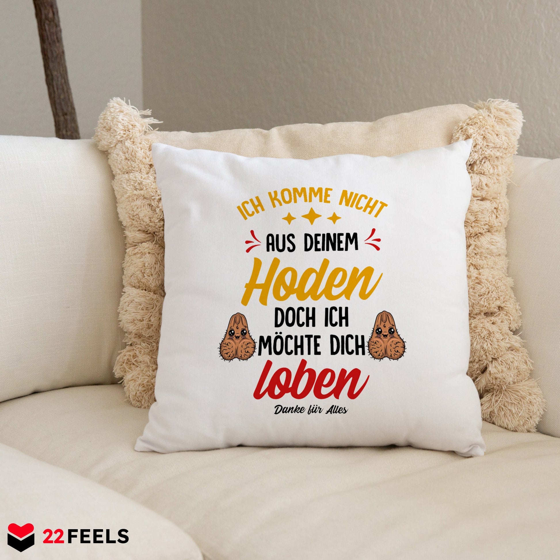 22Feels® Stiefvater Geschenk - Kissen mit Spruch (Weiss 40x40cm)-Kissen Weiss 40x40-22Feels