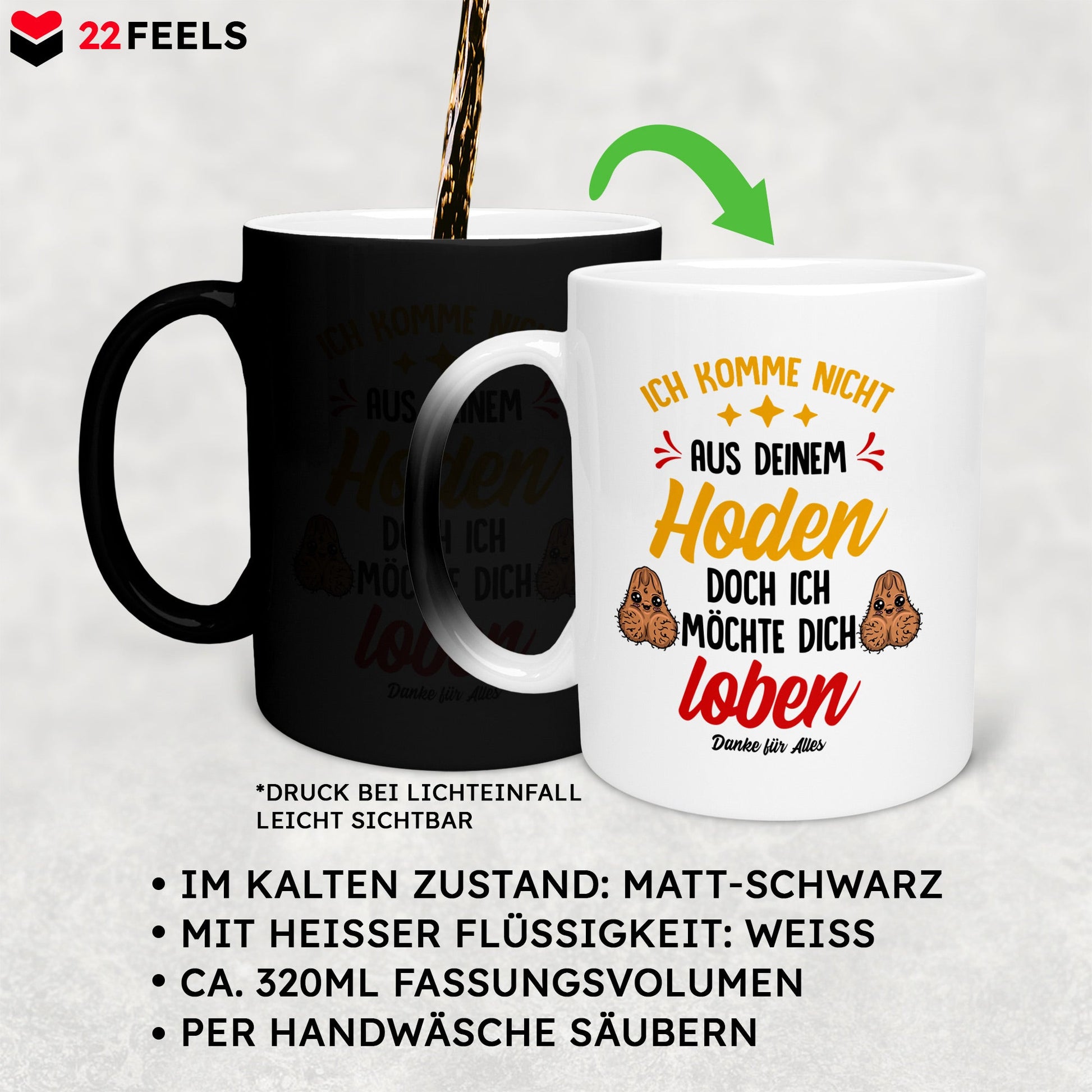 22Feels® Stiefvater Geschenk - Zaubertasse mit Spruch (Matt-Schwarz und Weiss, 320ml)-Farbwechsel Tasse Matt 320ml-22Feels