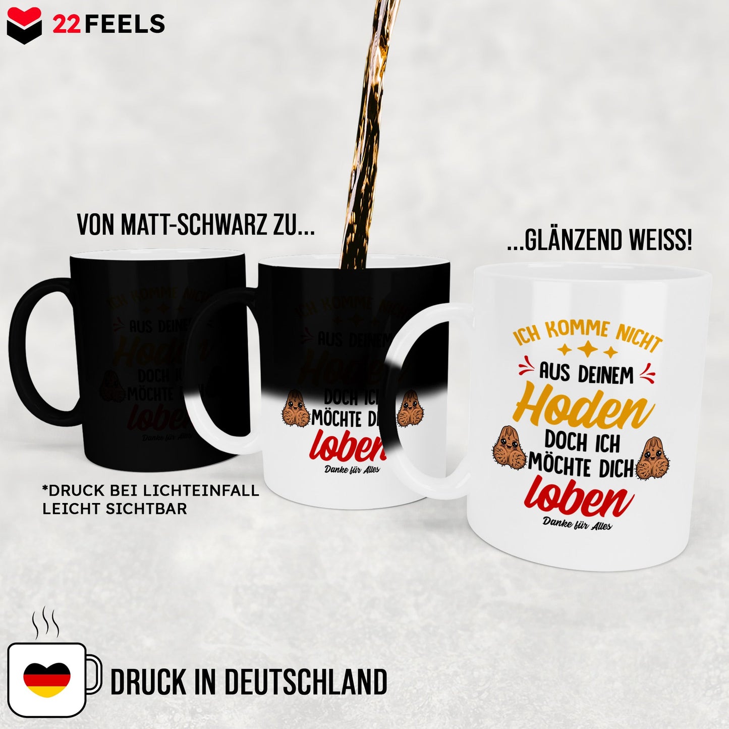 22Feels® Stiefvater Geschenk - Zaubertasse mit Spruch (Matt-Schwarz und Weiss, 320ml)-Farbwechsel Tasse Matt 320ml-22Feels