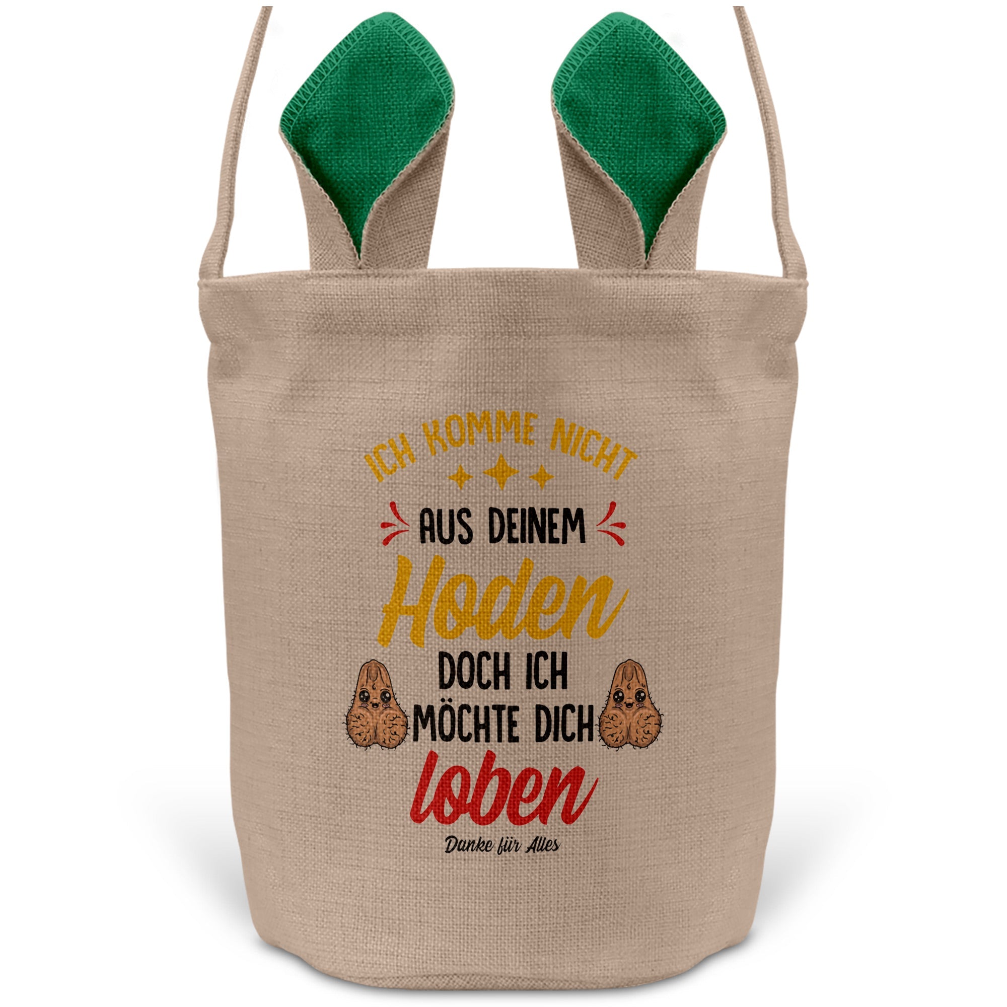 22Feels® Stiefpapa Stiefvater Osterkorb mit Henkel Ostergeschenk Tragetasche Ostern Deko Osternest Körbchen Hasenohren (Beige/Grün)-Ostern Tragetasche-22Feels