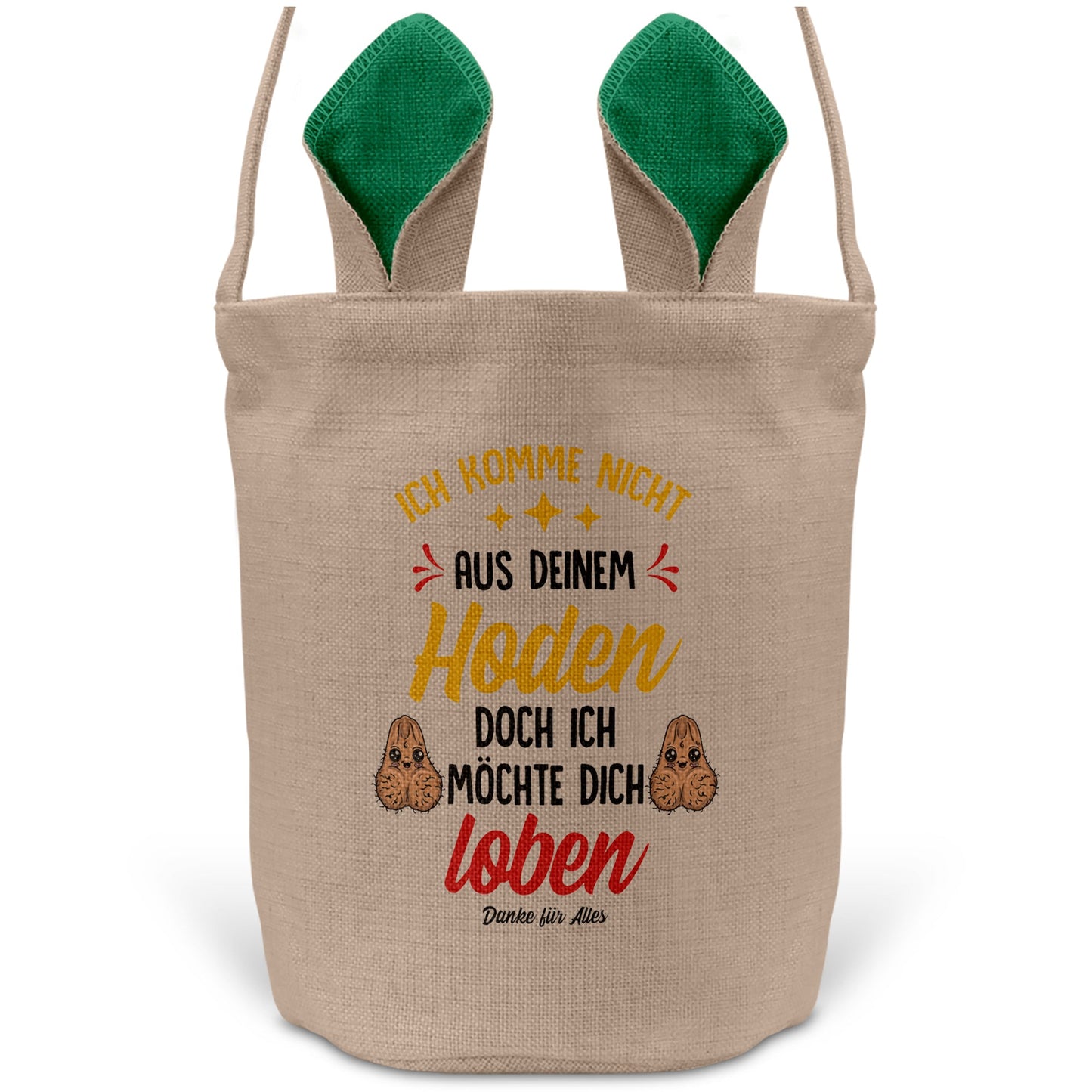 22Feels® Stiefpapa Stiefvater Osterkorb mit Henkel Ostergeschenk Tragetasche Ostern Deko Osternest Körbchen Hasenohren (Beige/Grün)-Ostern Tragetasche-22Feels