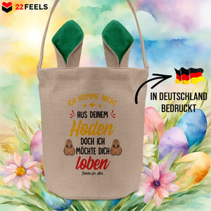 22Feels® Stiefpapa Stiefvater Osterkorb mit Henkel Ostergeschenk Tragetasche Ostern Deko Osternest Körbchen Hasenohren (Beige/Grün)-Ostern Tragetasche-22Feels