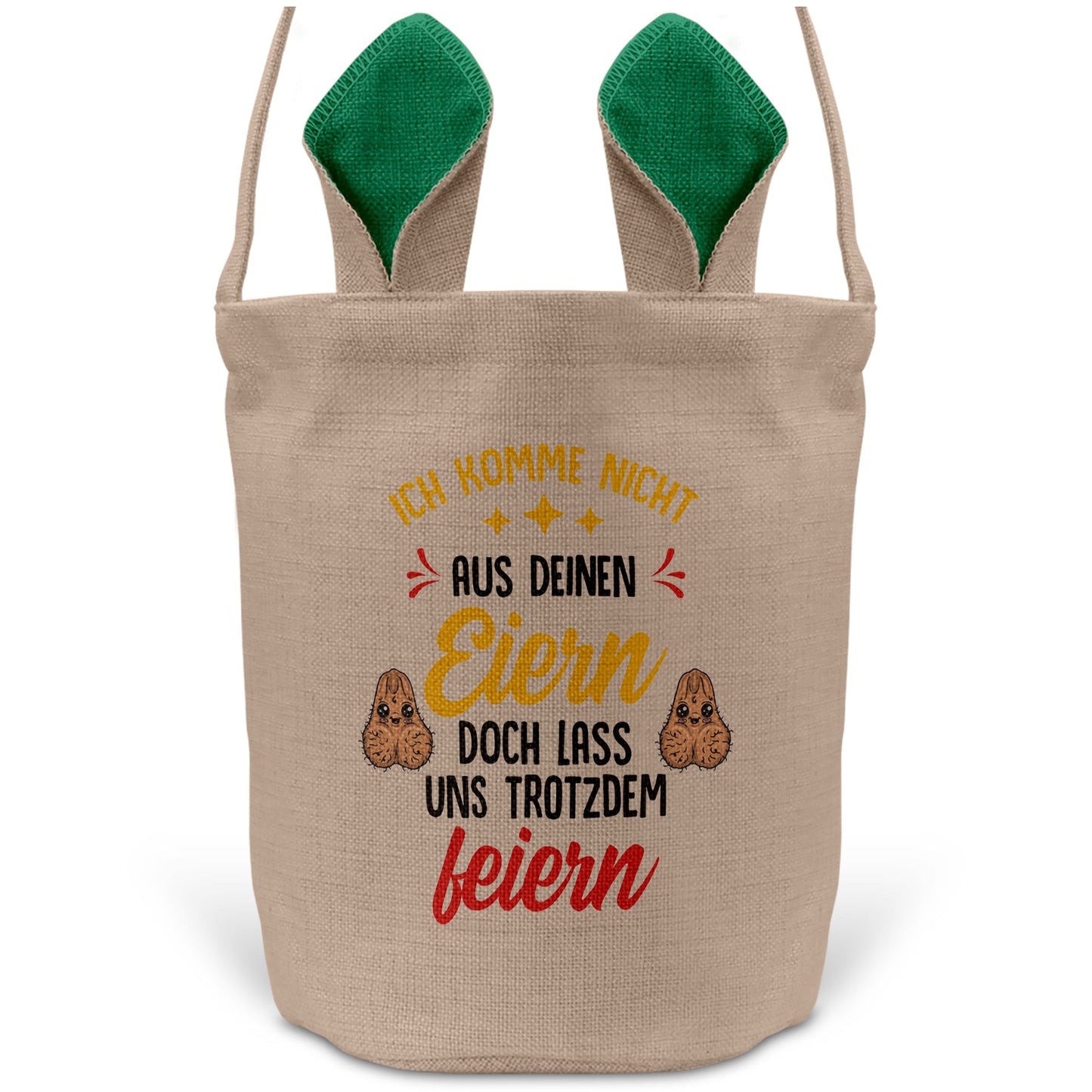 22Feels® Stiefpapa Stiefvater Osterkorb mit Henkel Ostergeschenk Tragetasche Ostern Deko Osternest Körbchen Hasenohren (Beige/Grün)-Ostern Tragetasche-22Feels