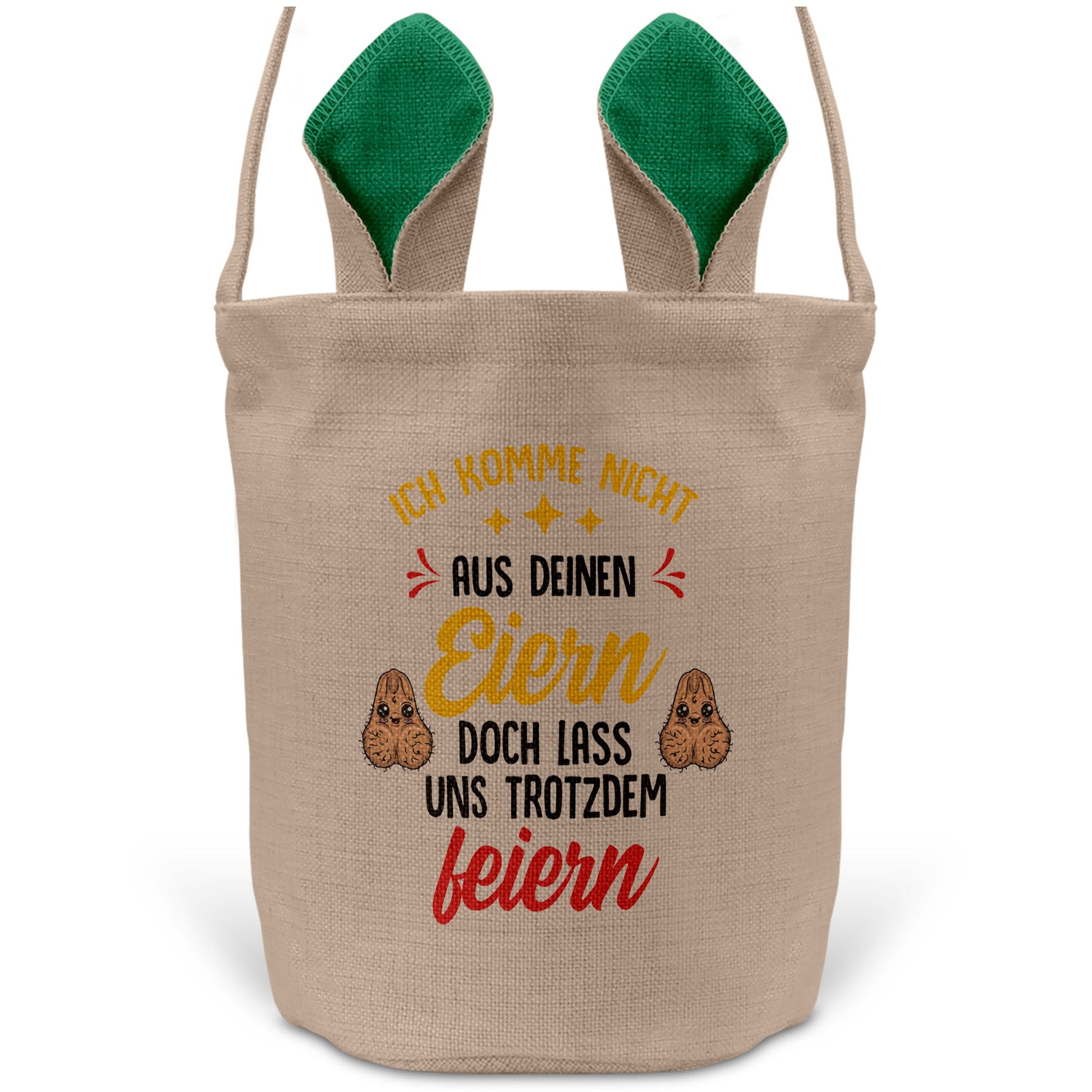 22Feels® Stiefpapa Stiefvater Osterkorb mit Henkel Ostergeschenk Tragetasche Ostern Deko Osternest Körbchen Hasenohren (Beige/Grün)-Ostern Tragetasche-22Feels