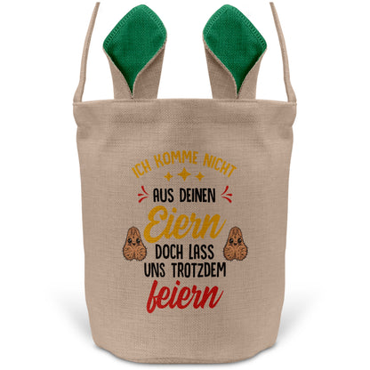 22Feels® Stiefpapa Stiefvater Osterkorb mit Henkel Ostergeschenk Tragetasche Ostern Deko Osternest Körbchen Hasenohren (Beige/Grün)-Ostern Tragetasche-22Feels