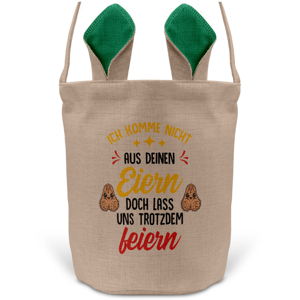 22Feels® Stiefpapa Stiefvater Osterkorb mit Henkel Ostergeschenk Tragetasche Ostern Deko Osternest Körbchen Hasenohren (Beige/Grün)-Ostern Tragetasche-22Feels