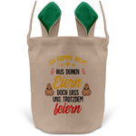 22Feels® Stiefpapa Stiefvater Osterkorb mit Henkel Ostergeschenk Tragetasche Ostern Deko Osternest Körbchen Hasenohren (Beige/Grün)-Ostern Tragetasche-22Feels