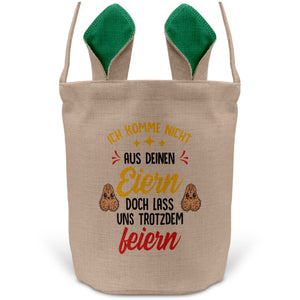 22Feels® Stiefpapa Stiefvater Osterkorb mit Henkel Ostergeschenk Tragetasche Ostern Deko Osternest Körbchen Hasenohren (Beige/Grün)-Ostern Tragetasche-22Feels