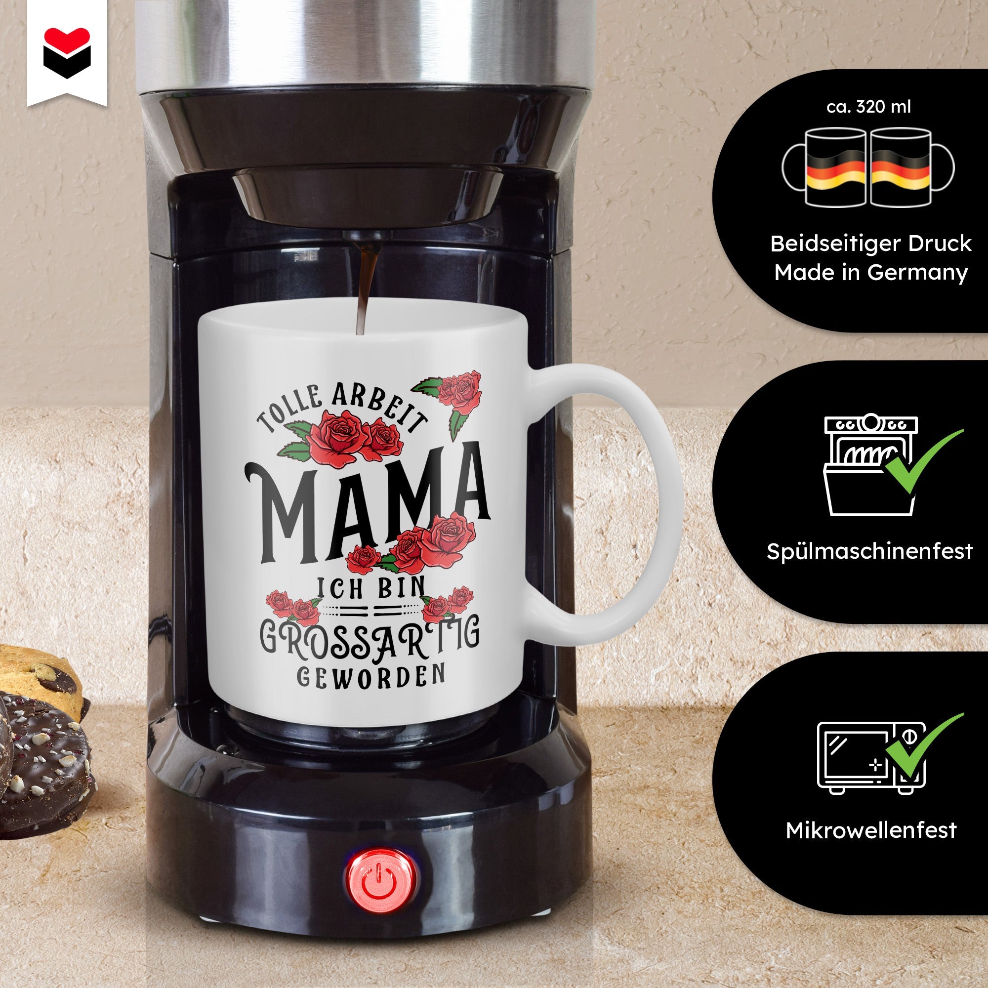 22Feels® Geschenk für Mamas - Tasse mit Spruch (Weiss, 320ml)-Weisse Tasse 320ml-22Feels