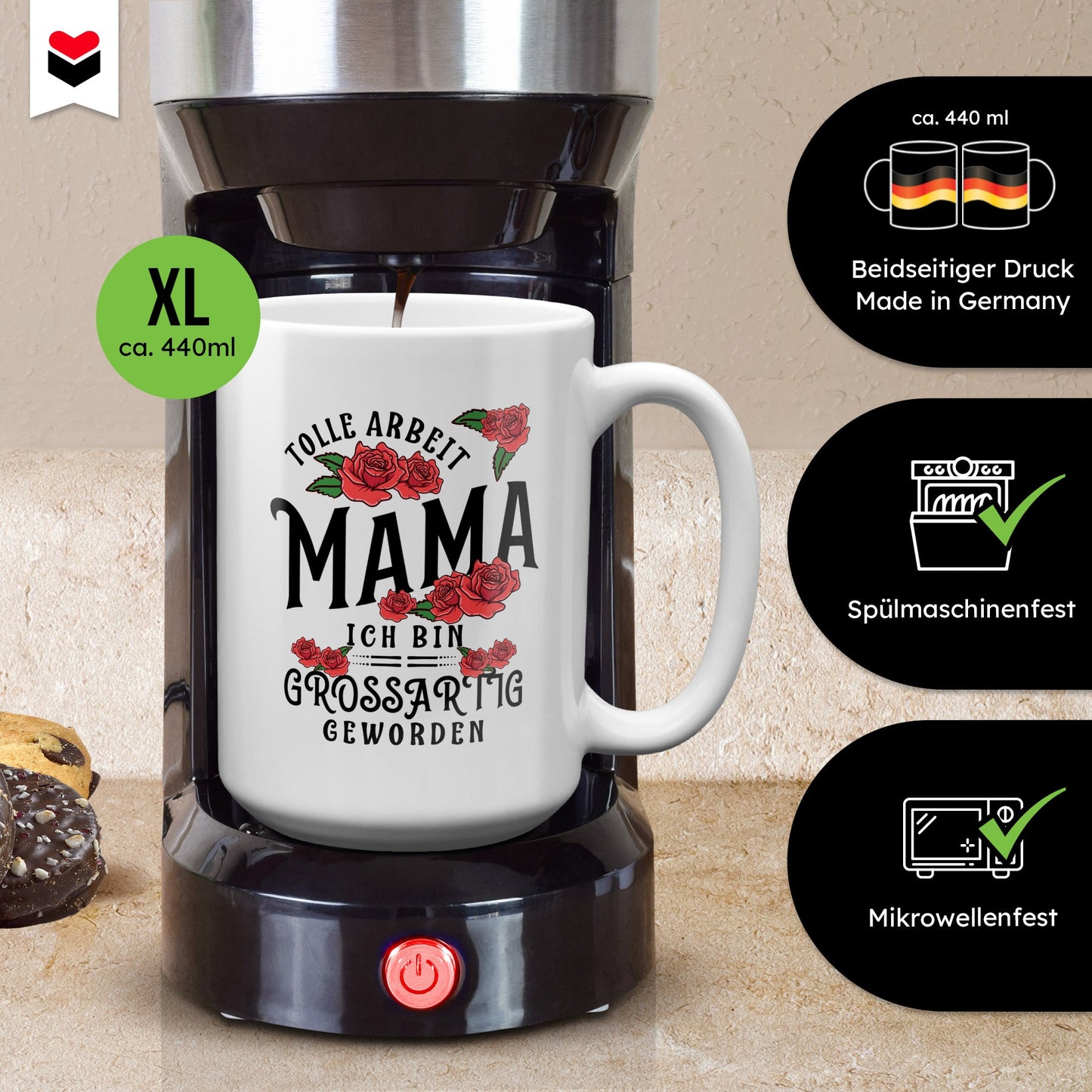 22Feels® Mama Geschenk - XL Tasse mit Spruch (Weiss, 440ml)-Weisse XL Tasse 440ml-22Feels