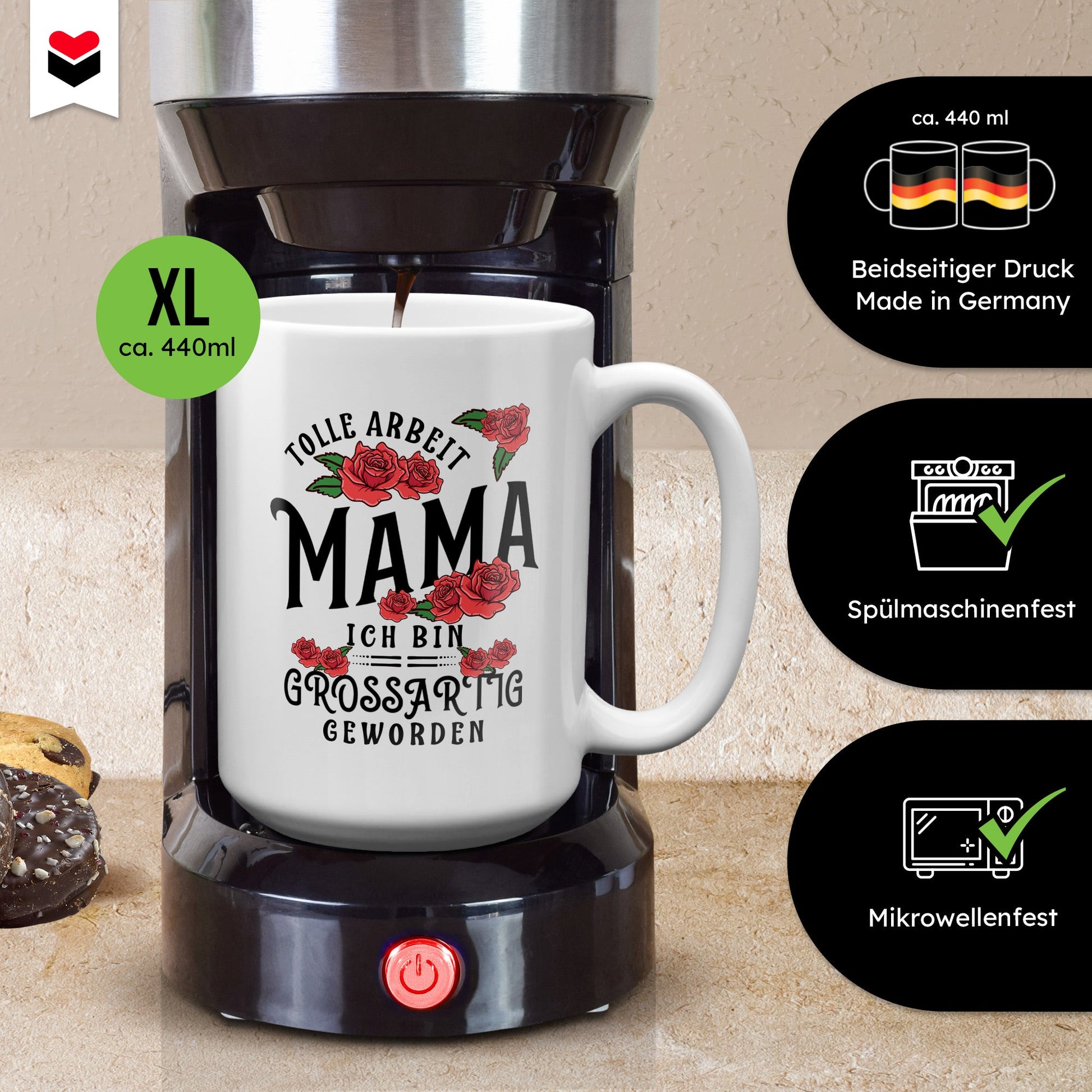 22Feels® Mama Geschenk - XL Tasse mit Spruch (Weiss, 440ml)-Weisse XL Tasse 440ml-22Feels