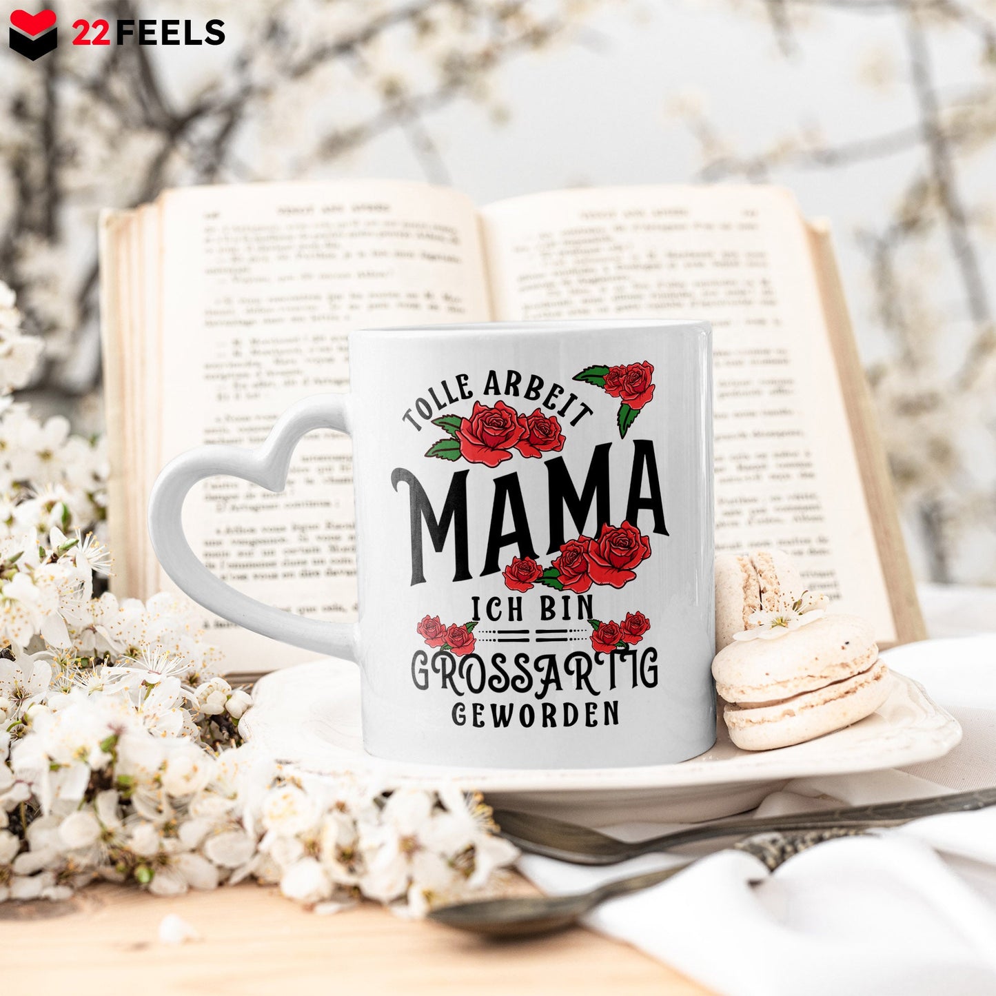 22Feels® Mama Geschenk - Tasse mit Spruch (Herzhenkel, Weiss, 320ml)-Tasse Weiss Herzhenkel 320ml-22Feels