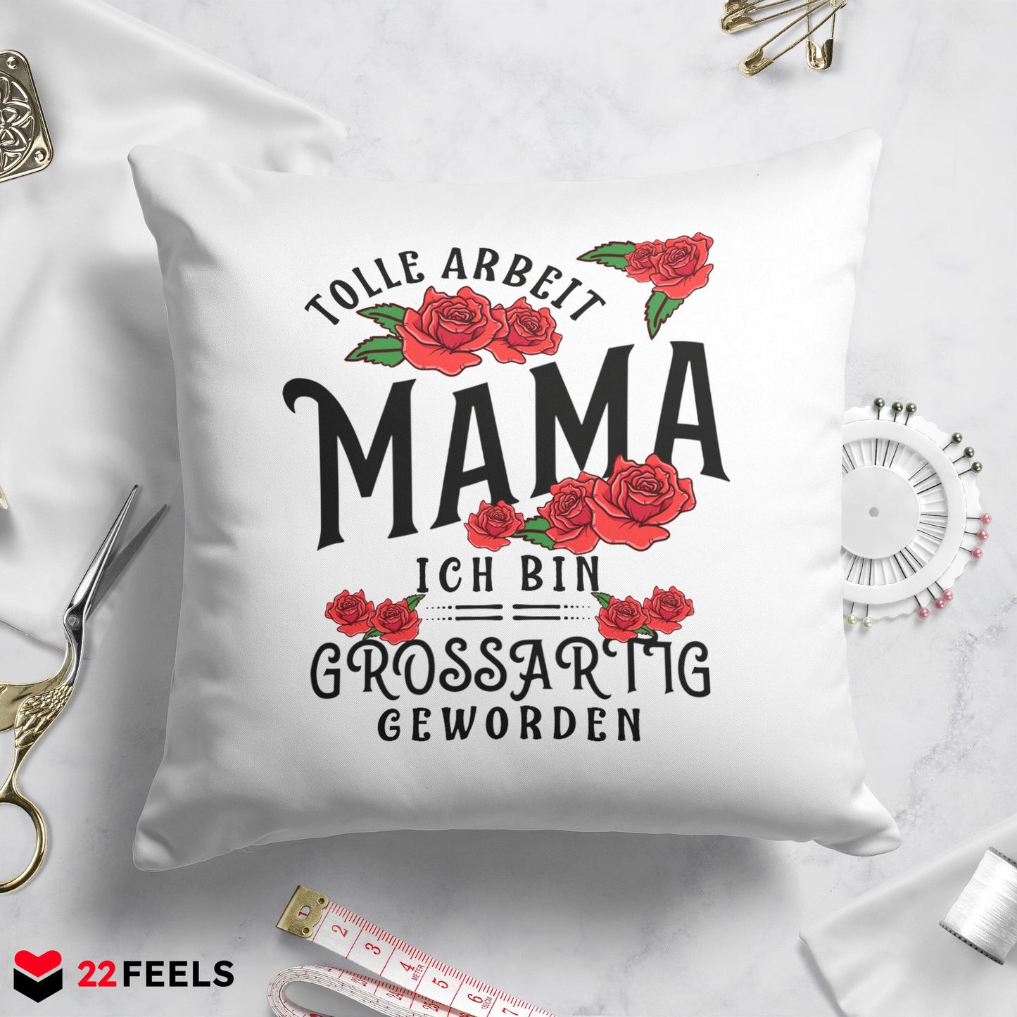 22Feels® Mama Geschenk - Kissen mit Spruch (Weiss 40x40cm)-Kissen Weiss 40x40-22Feels