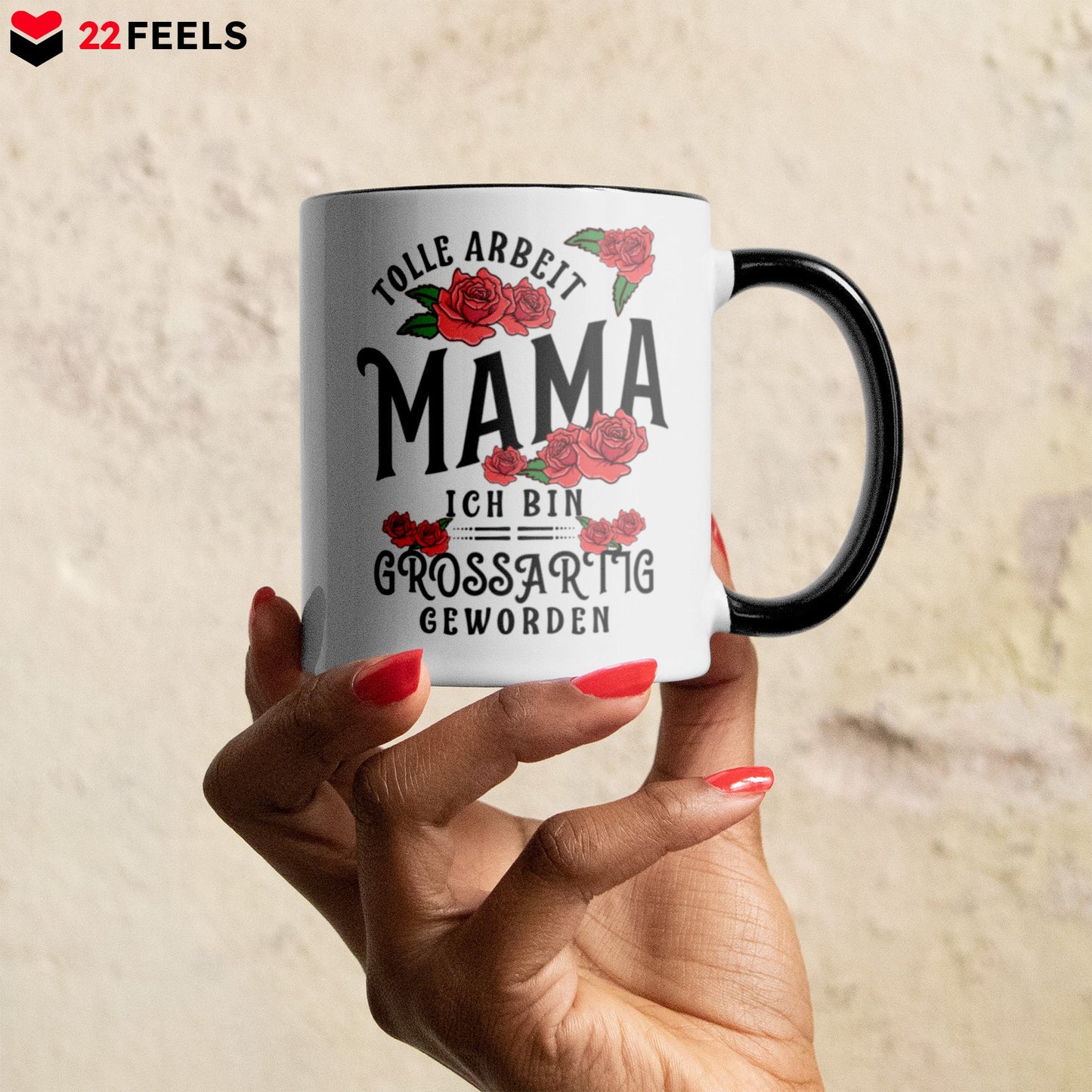 22Feels® Mama Geschenk - Tasse mit Spruch (Weiss-Schwarz, 320ml)-TwoTone Tasse Weiss-Schwarz 320ml-22Feels