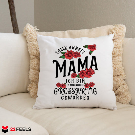 22Feels® Mama Geschenk - Kissen mit Spruch (Weiss 40x40cm)-Kissen Weiss 40x40-22Feels