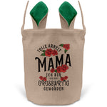 22Feels® Mama Osterkorb Mutter mit Henkel Ostergeschenk Tragetasche Ostern Deko Osternest Körbchen Hasenohren (Beige/Grün)-Ostern Tragetasche-22Feels