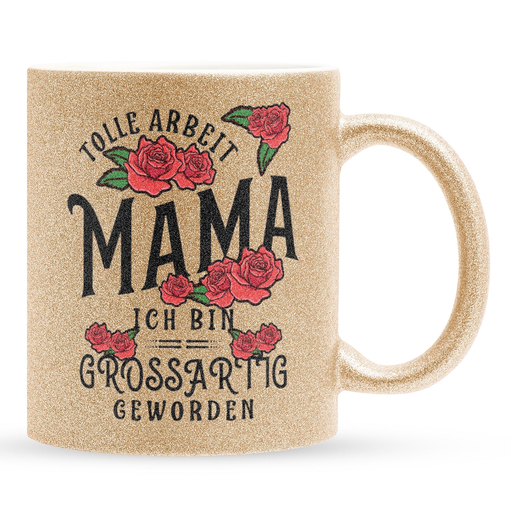 22Feels® Mama Geschenk - Glitzertasse mit Spruch (Gold, 320ml)-Glitzertasse Gold 320ml-22Feels