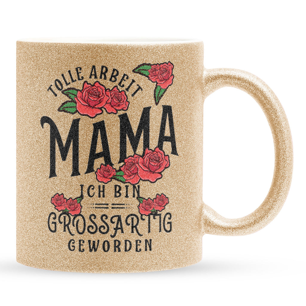 22Feels® Mama Geschenk - Glitzertasse mit Spruch (Gold, 320ml)-Glitzertasse Gold 320ml-22Feels