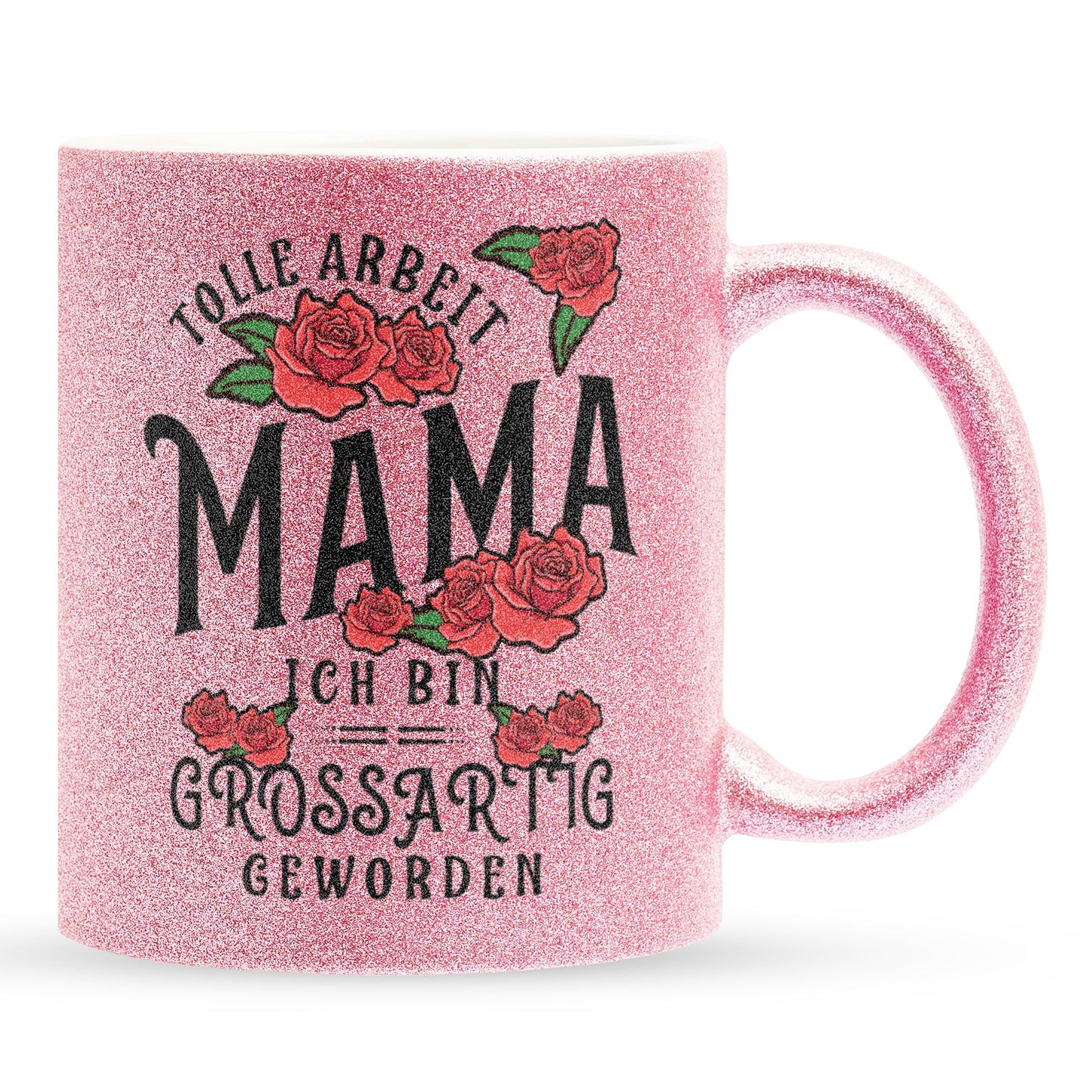 22Feels® Mama Geschenk - Glitzertasse mit Spruch (Pink, 320ml)-Glitzertasse Pink 320ml-22Feels