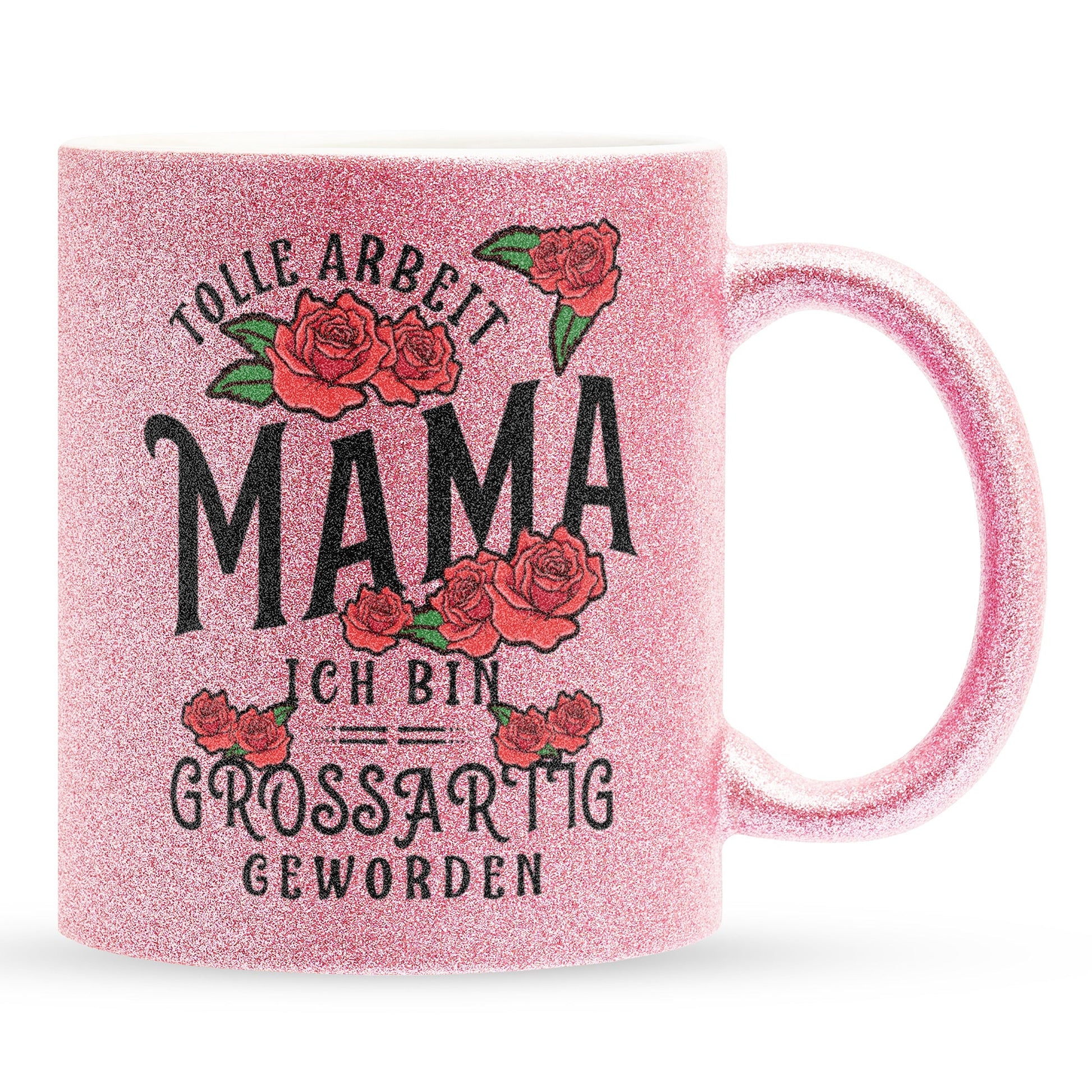 22Feels® Mama Geschenk - Glitzertasse mit Spruch (Pink, 320ml)-Glitzertasse Pink 320ml-22Feels