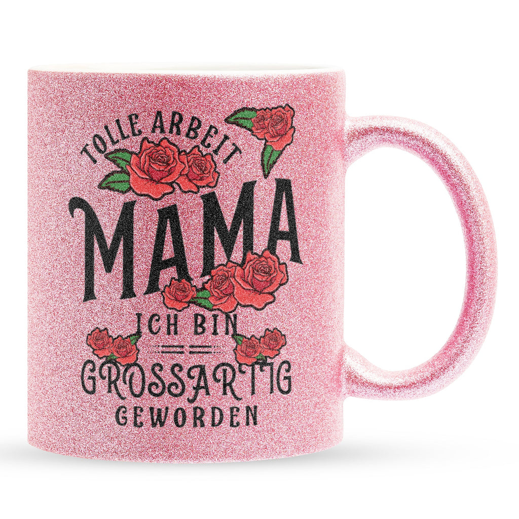 22Feels® Mama Geschenk - Glitzertasse mit Spruch (Pink, 320ml)-Glitzertasse Pink 320ml-22Feels