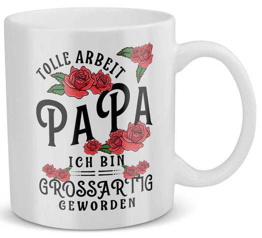 22Feels® Geschenk für Papas - Tasse mit Spruch: Tolle Arbeit (Weiss, 320ml)-Weisse Tasse 320ml-22Feels