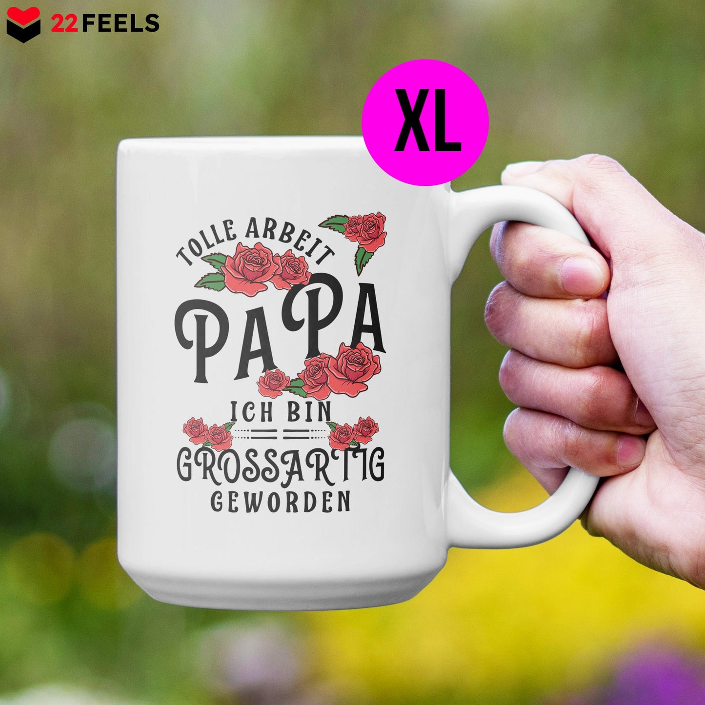 22Feels® Papa Geschenk - XL Tasse mit Spruch (Weiss, 440ml)-Weisse XL Tasse 440ml-22Feels