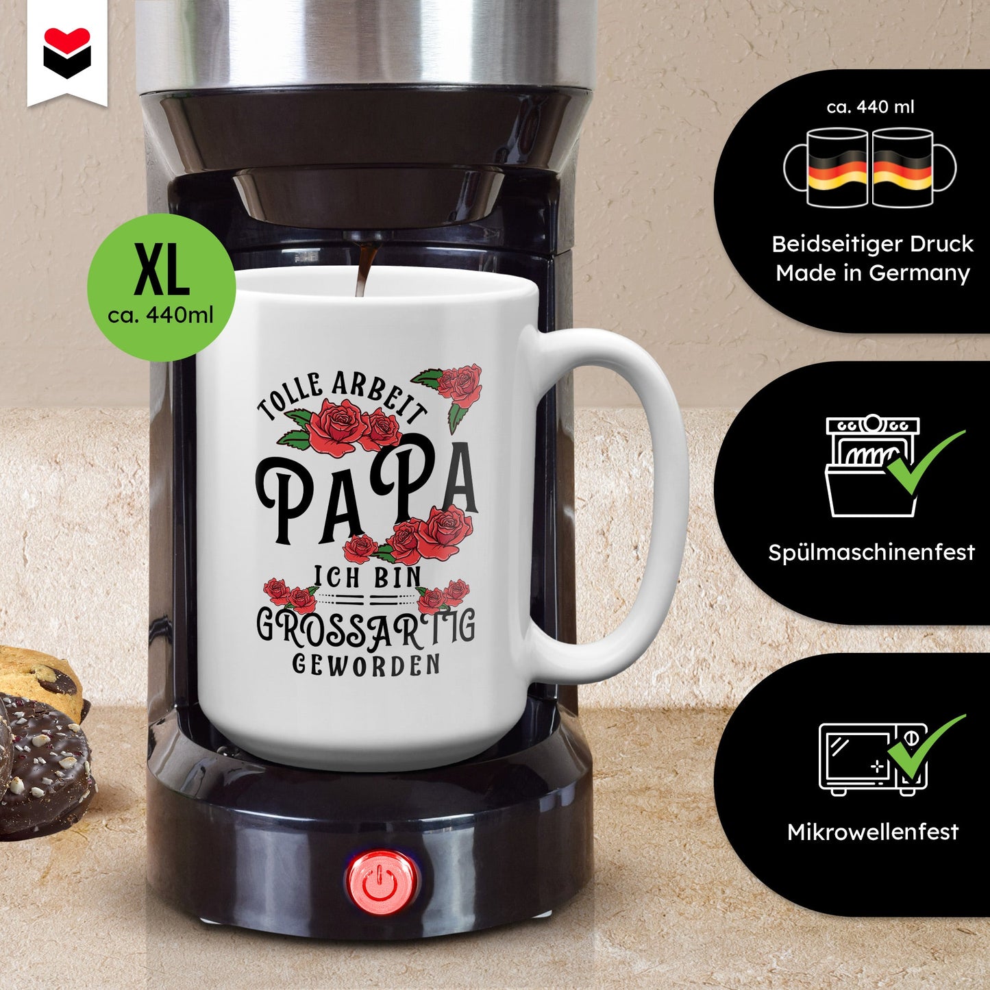22Feels® Papa Geschenk - XL Tasse mit Spruch (Weiss, 440ml)-Weisse XL Tasse 440ml-22Feels