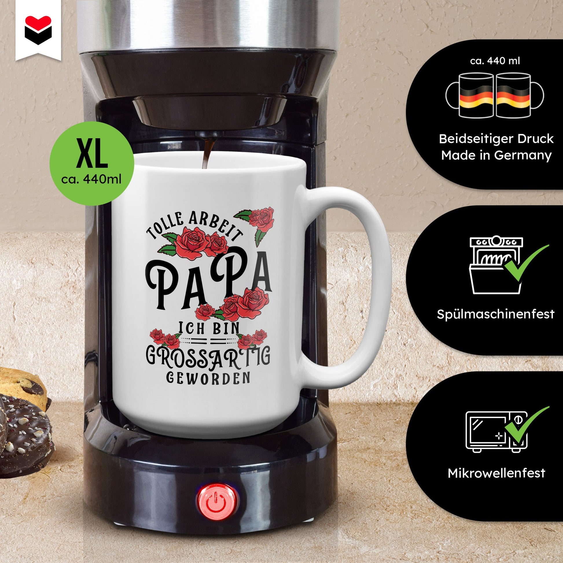 22Feels® Papa Geschenk - XL Tasse mit Spruch (Weiss, 440ml)-Weisse XL Tasse 440ml-22Feels