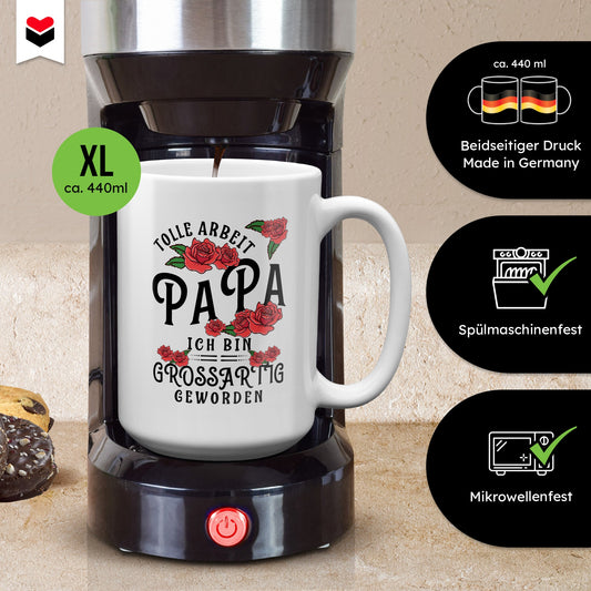 22Feels® Papa Geschenk - XL Tasse mit Spruch (Weiss, 440ml)-Weisse XL Tasse 440ml-22Feels