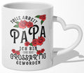 22Feels® Geschenk für Papas - Tasse mit Spruch: Tolle Arbeit (Herzhenkel, Weiss, 320ml)-Tasse Weiss Herzhenkel 320ml-22Feels