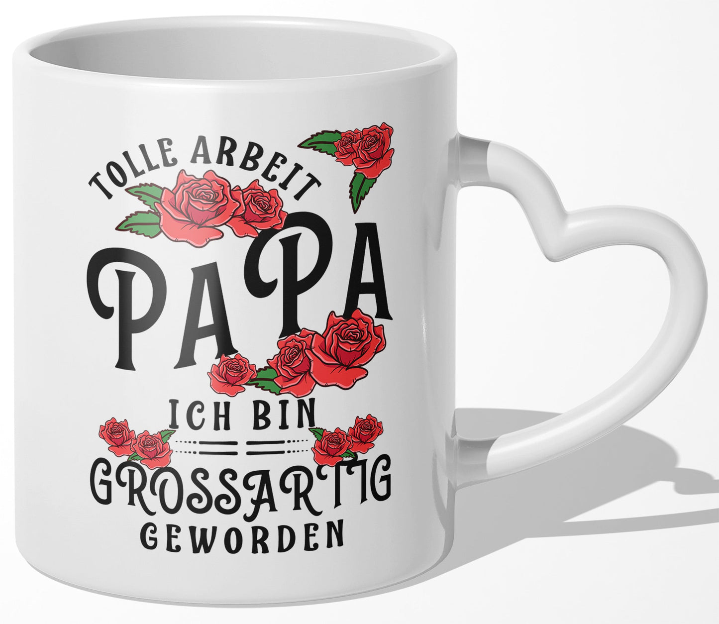 22Feels® Geschenk für Papas - Tasse mit Spruch: Tolle Arbeit (Herzhenkel, Weiss, 320ml)-Tasse Weiss Herzhenkel 320ml-22Feels