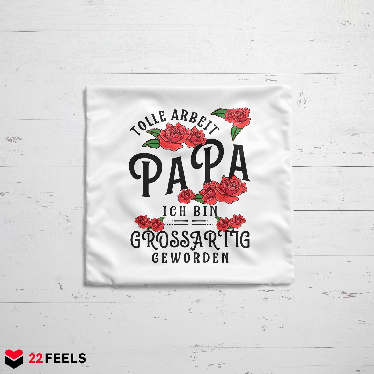 22Feels® Papa Geschenk - Kissen mit Spruch (Weiss 40x40cm)-Kissen Weiss 40x40-22Feels