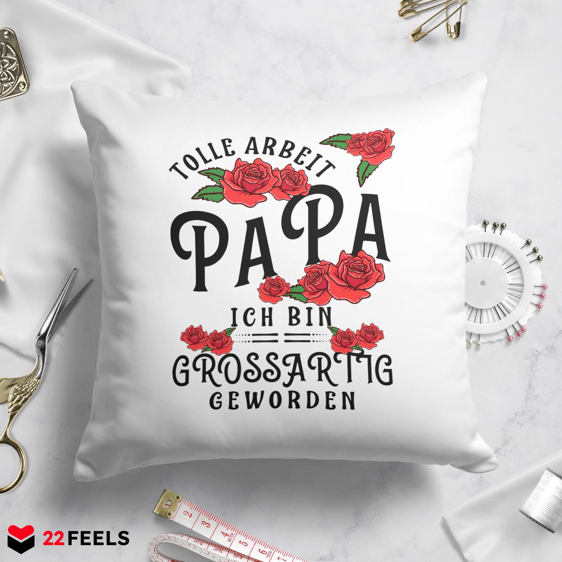 22Feels® Papa Geschenk - Kissen mit Spruch (Weiss 40x40cm)-Kissen Weiss 40x40-22Feels