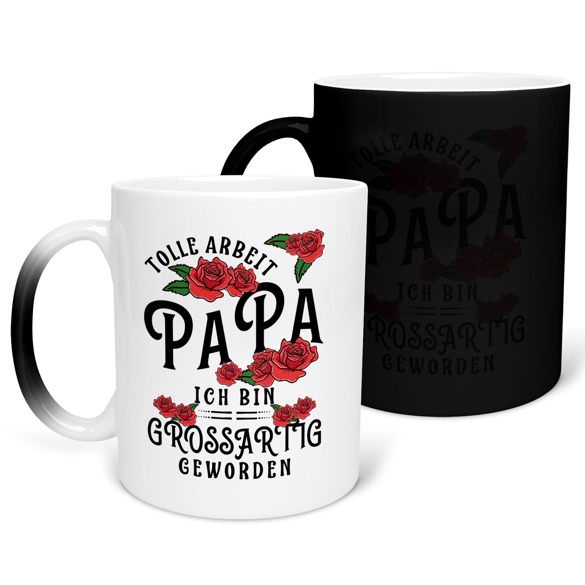 22Feels® Papa Geschenk - Zaubertasse mit Spruch (Matt-Schwarz und Weiss, 320ml)-Farbwechsel Tasse Matt 320ml-22Feels