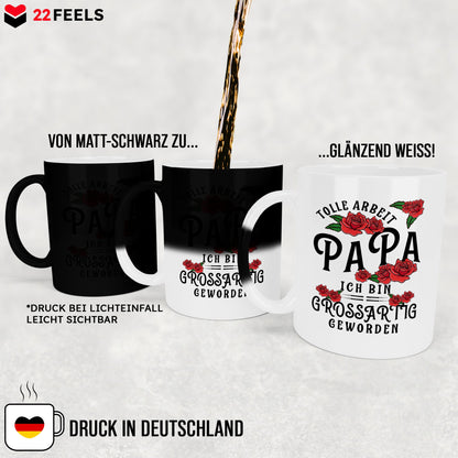 22Feels® Papa Geschenk - Zaubertasse mit Spruch (Matt-Schwarz und Weiss, 320ml)-Farbwechsel Tasse Matt 320ml-22Feels